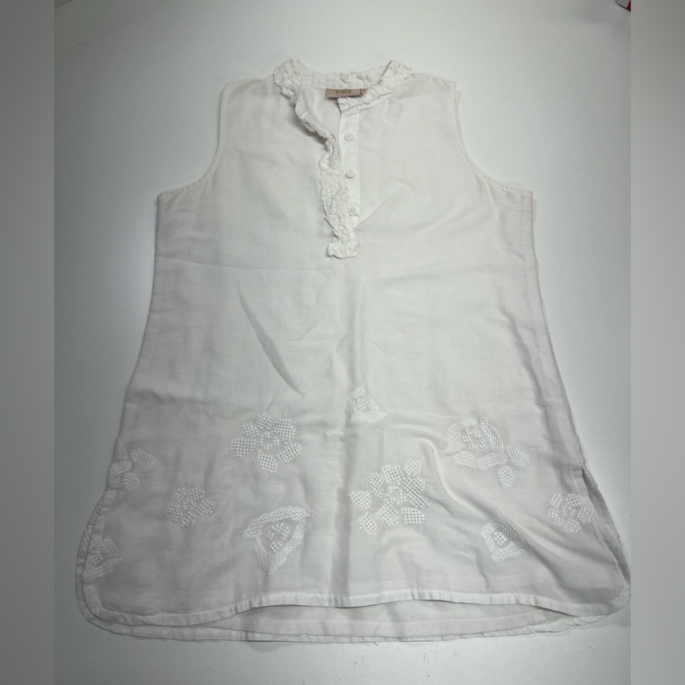 Rungolee Women’s Lightweight Embroidered White Sleeveless Top Size XS